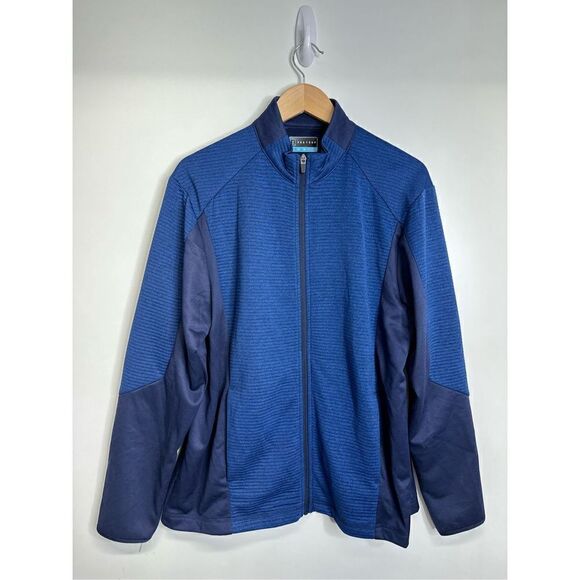 PGA TOUR Sweater Mens Navy Blue Full Zip Jacket Size Medium - Picture 1 of 8